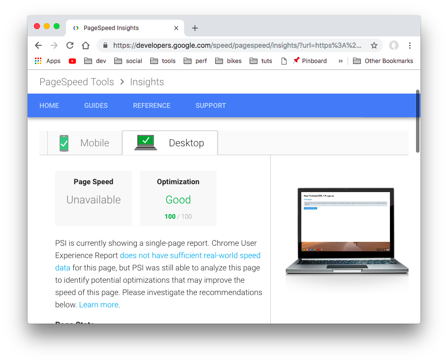 pagespeed desktop